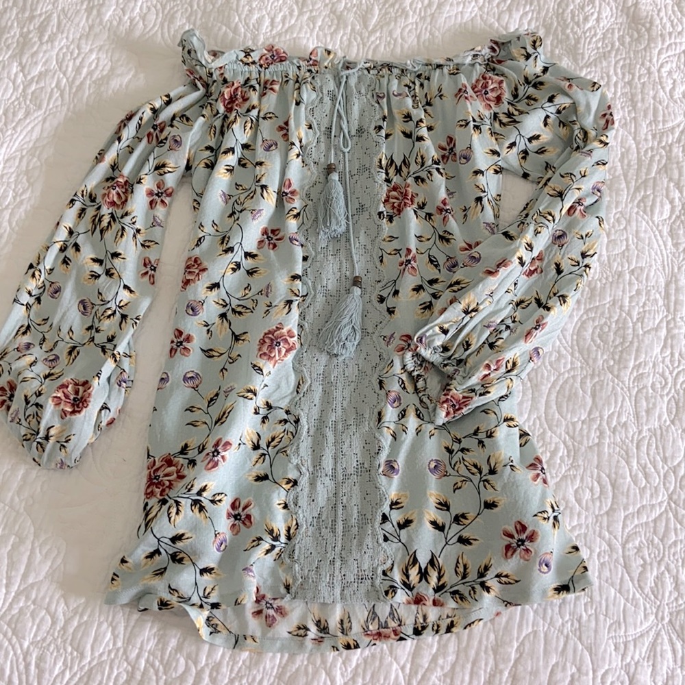 NWOT Long sleeve floral off the shoulder dress